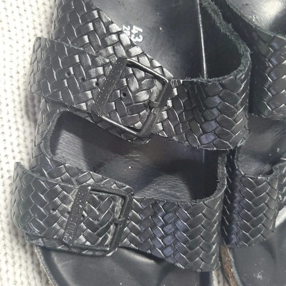 Birkenstock Arizona Woven Leather Black Sandals Mens 43 L10 280 Regular Fit